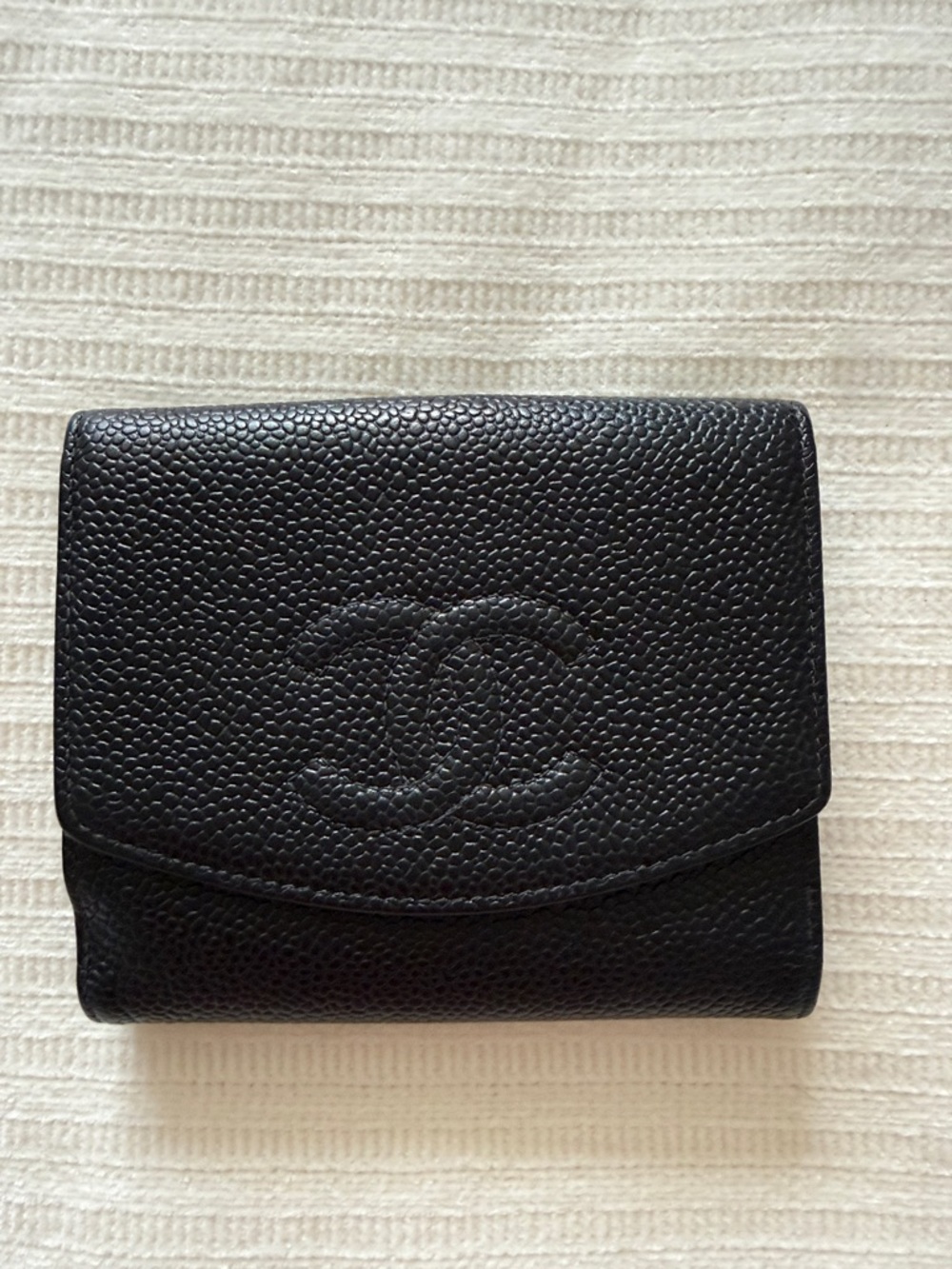 Chanel Black Quilted Leather Wallet with Embossed Logo - Designer